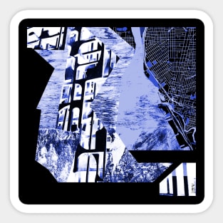 wetland park collage architectural wallpaper art in black glitch Sticker